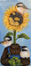 Painted Sunflower with birds on wood