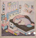 Cat sleeping on bed illustration