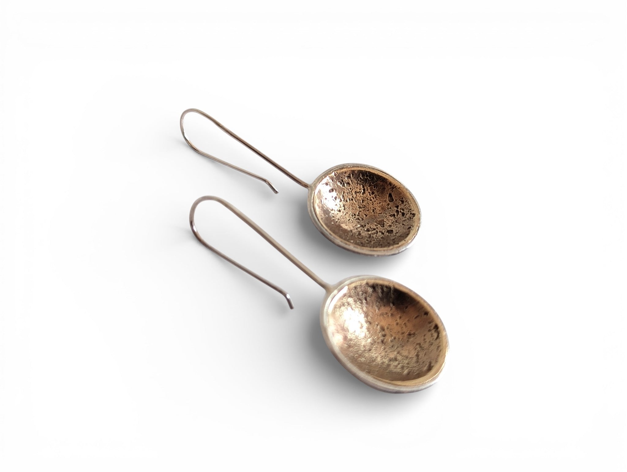 Sterling silver earrings with brass full moons