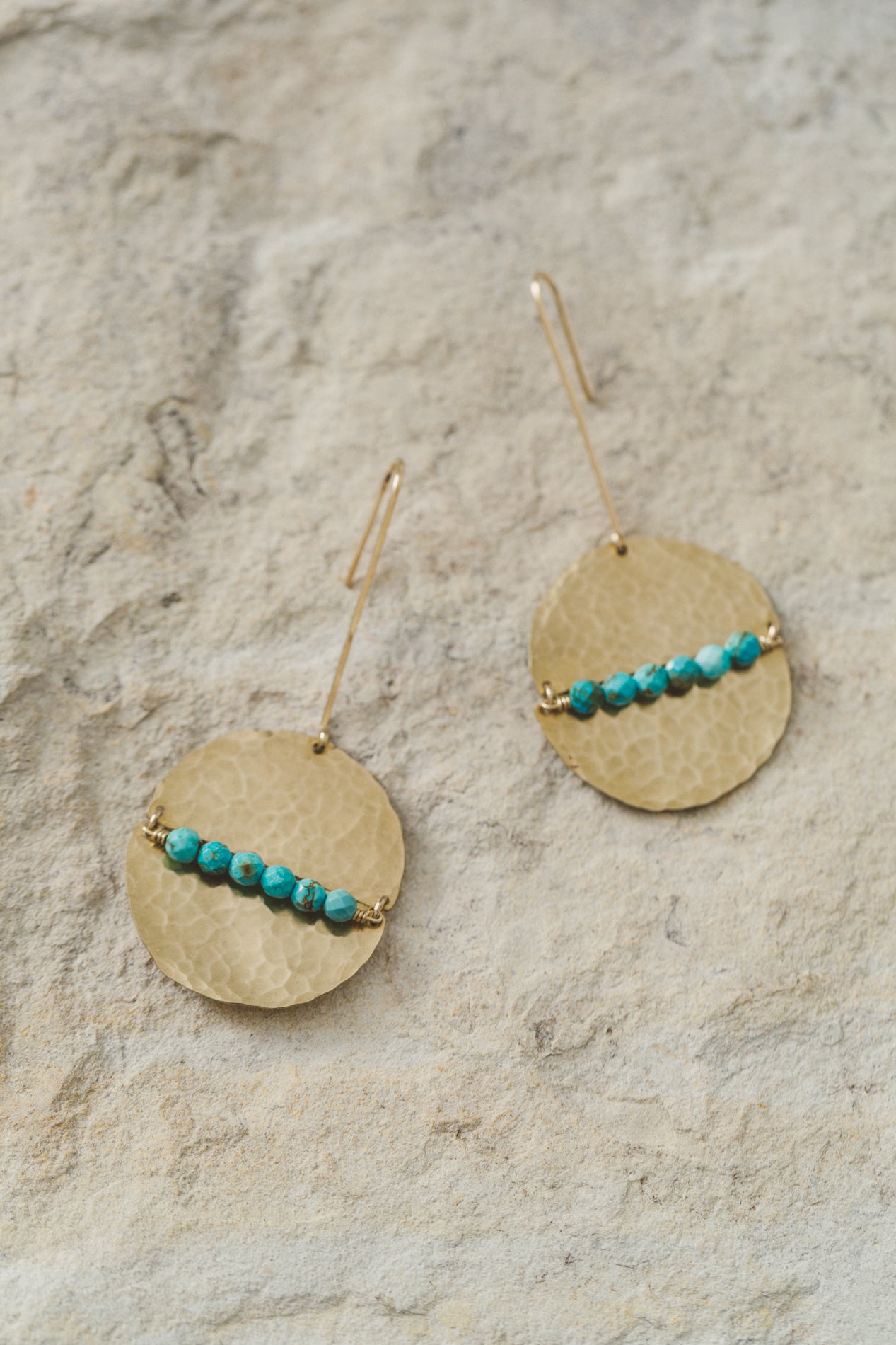 moon drop earrings with turquoise