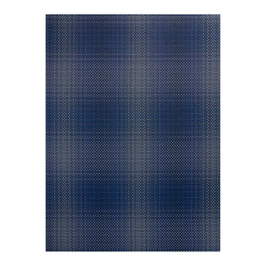 Chilewich Parade Floor Mat | Ocean featuring a large-scale ombré plaid weave in blue ocean tones