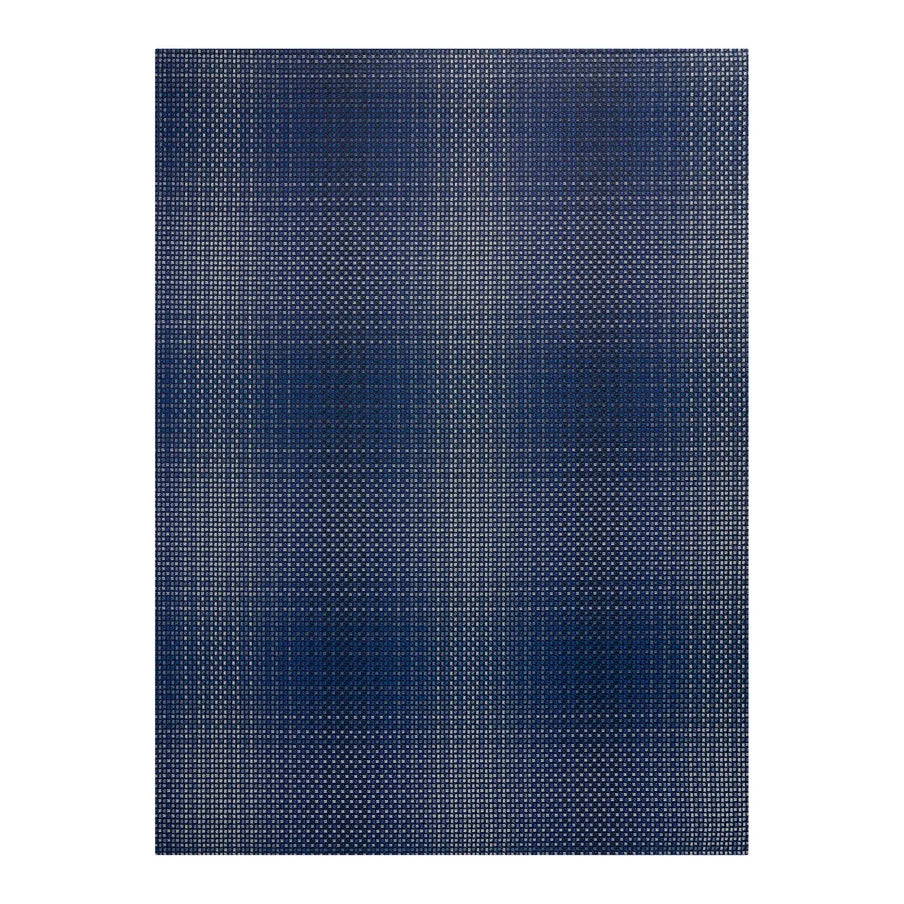 Chilewich Parade Floor Mat | Ocean featuring a large-scale ombré plaid weave in blue ocean tones