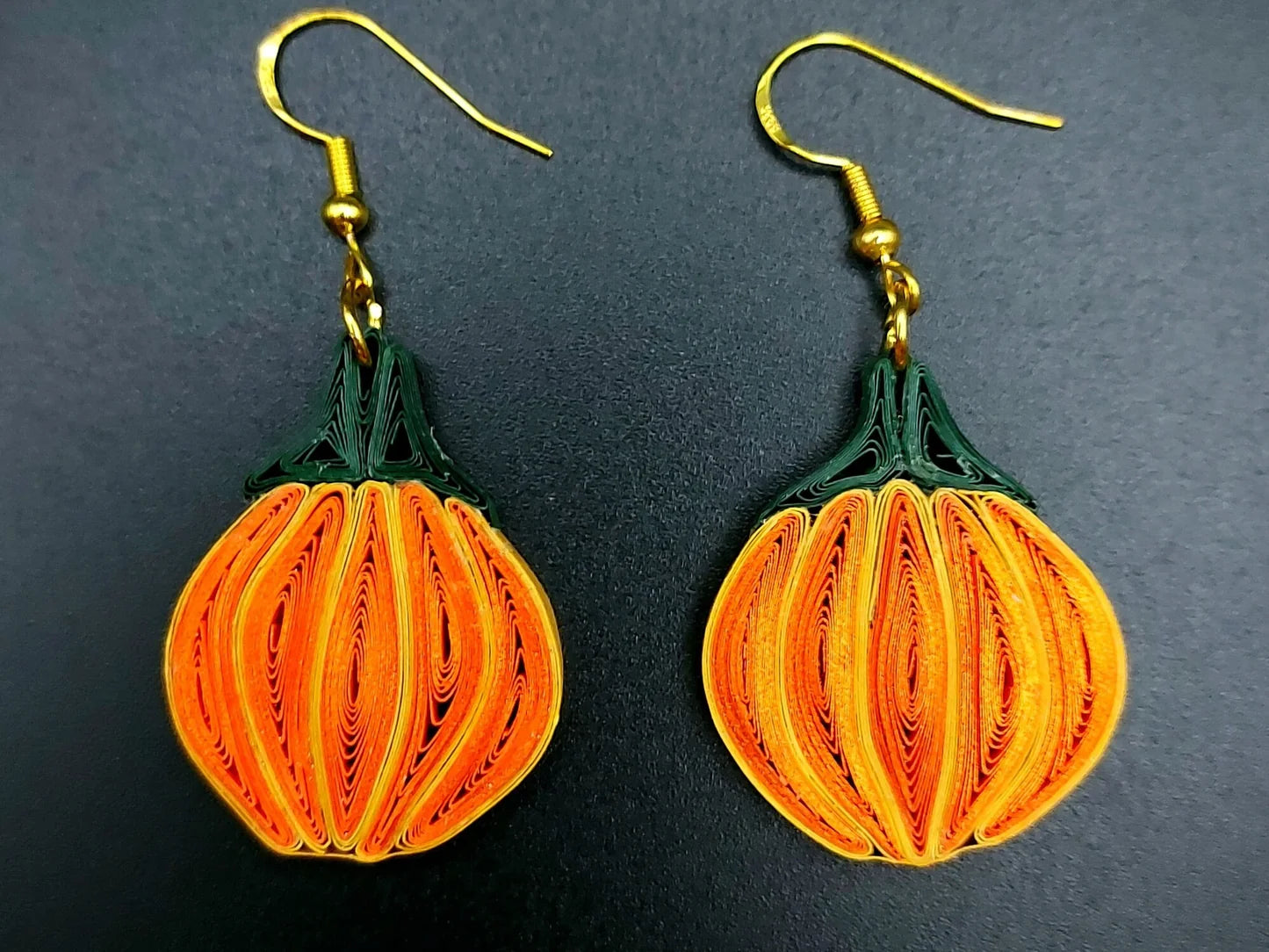 Breeze Chic | Pumpkin Earrings, handcrafted lightweight quilled paper jewelry with whimsical pumpkin-inspired design
