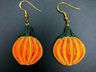 Breeze Chic | Pumpkin Earrings, handcrafted lightweight quilled paper jewelry with whimsical pumpkin-inspired design