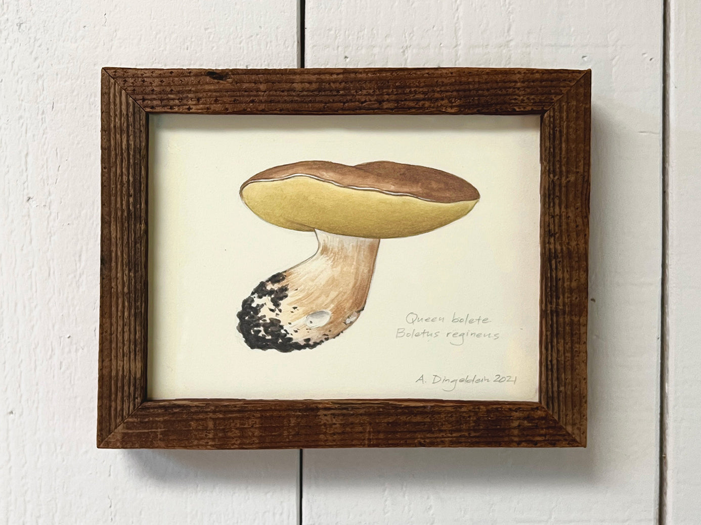 Mushroom print with wood frame