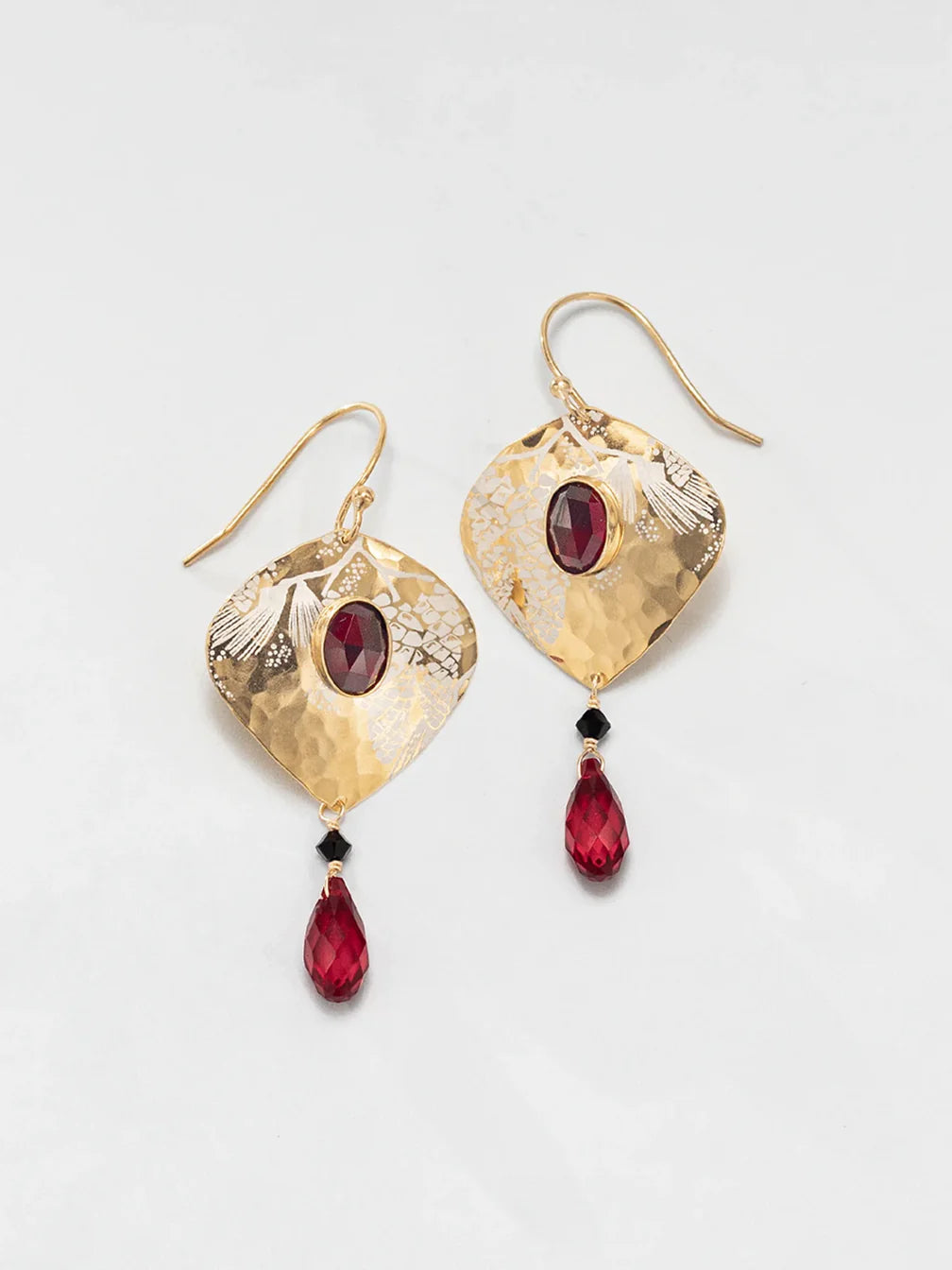 Crystal drop gold earrings