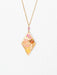 pink and yellow retro floral gold pendant necklace with gemstone