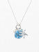 blue and silver sand dollar etched necklace with drop pearl