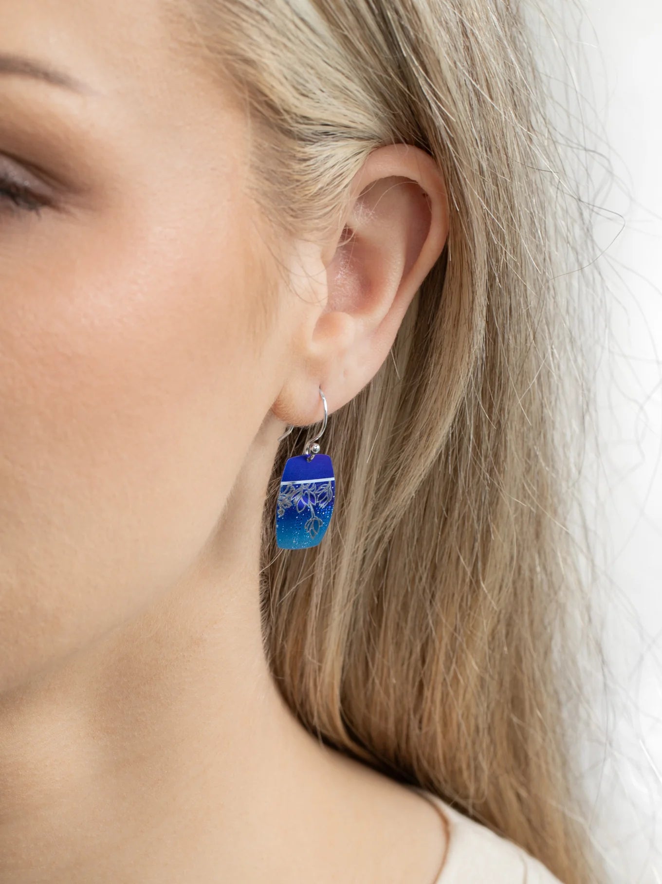 blue hand dipped multi-colored drop earrings 