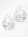 round silver hammered earrings with flowers