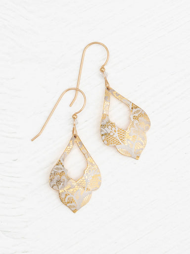 gold laced dangle earrings