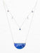 blue halfmoon pendant necklace with gemstones