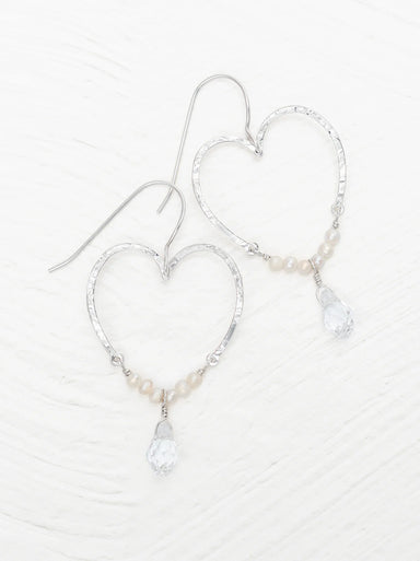 heart earring with pearls and gemstone