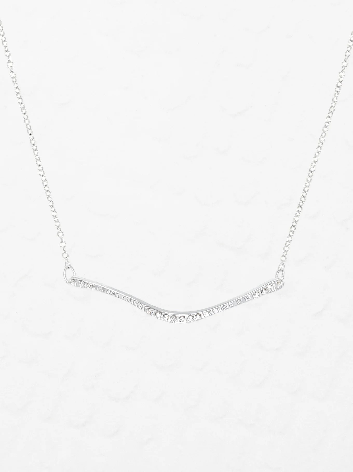 crystal silver bar necklace