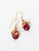 red crystal drop gold earrings