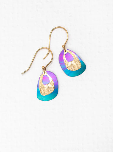 multi-colored hammered drop earrings