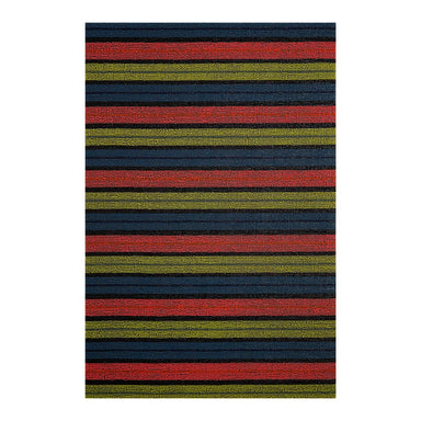 Chilewich Ribbon Stripe Shag Mat in Limelight with bold colorful stripes and textured indoor-outdoor design