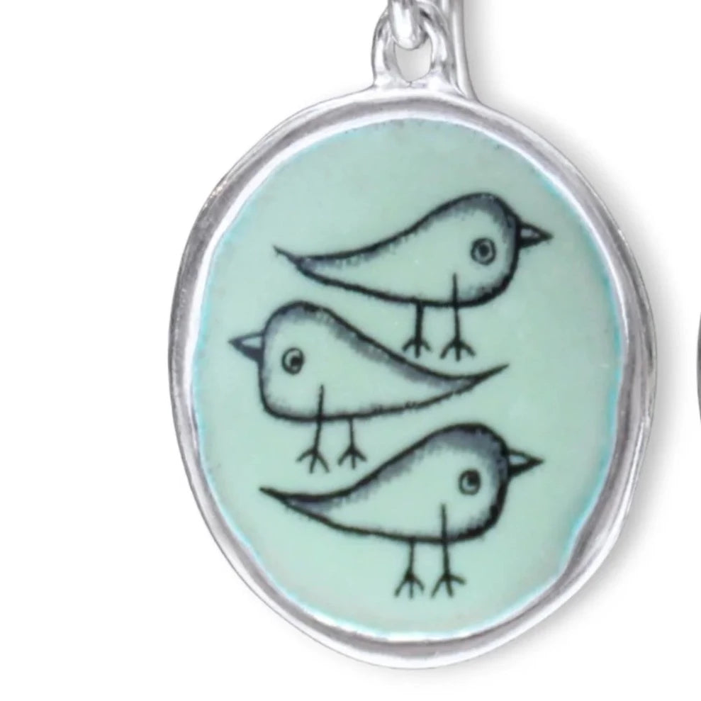 Sterling Silver and Enamel Bird Necklace