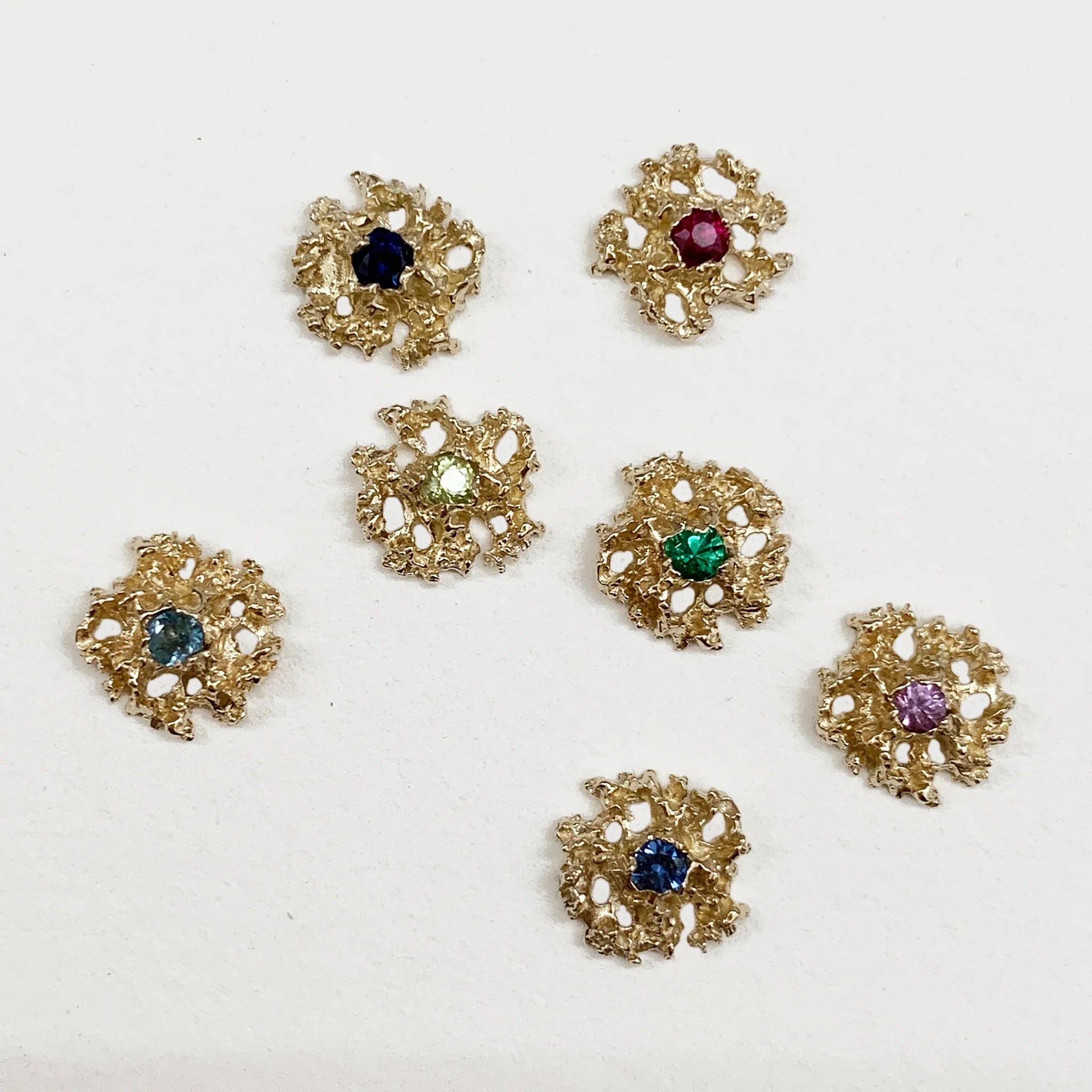 Star Post 14k Gold Earrings with Blue Sapphire