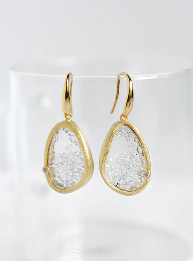 diamond quartz earrings