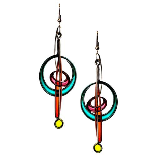 Double Circle Slice and Dot Earrings