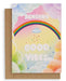 sending good vibes rainbow and ufo greeting card