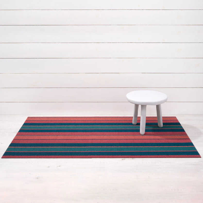 Chilewich Bolt Stripe Shag Mat - Raspberry