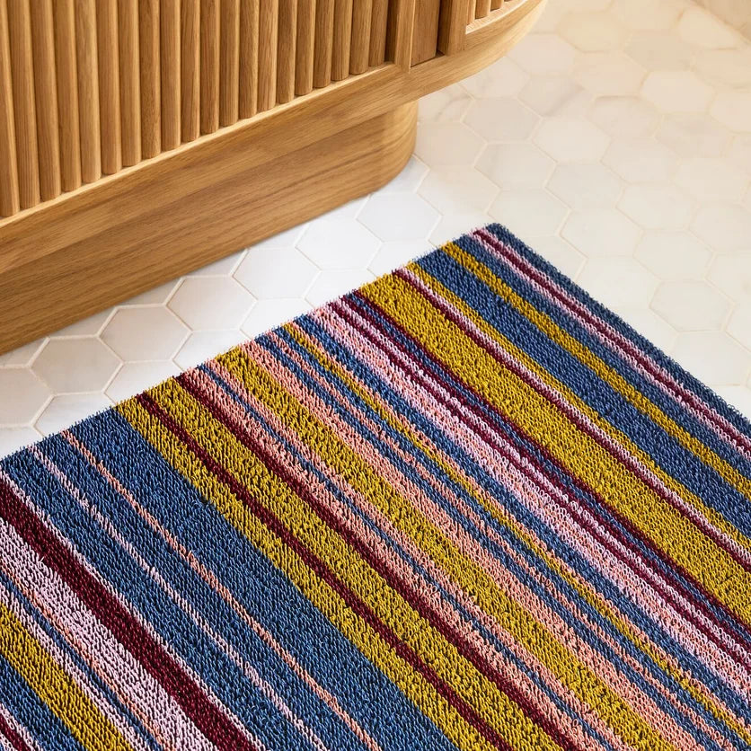 Echo Stripe Shag Mat | Dusk