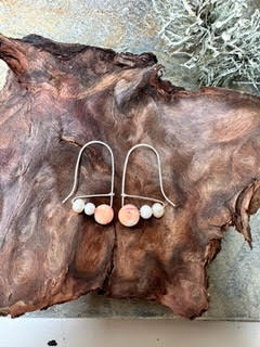 Silver Coral and pearl earrings
