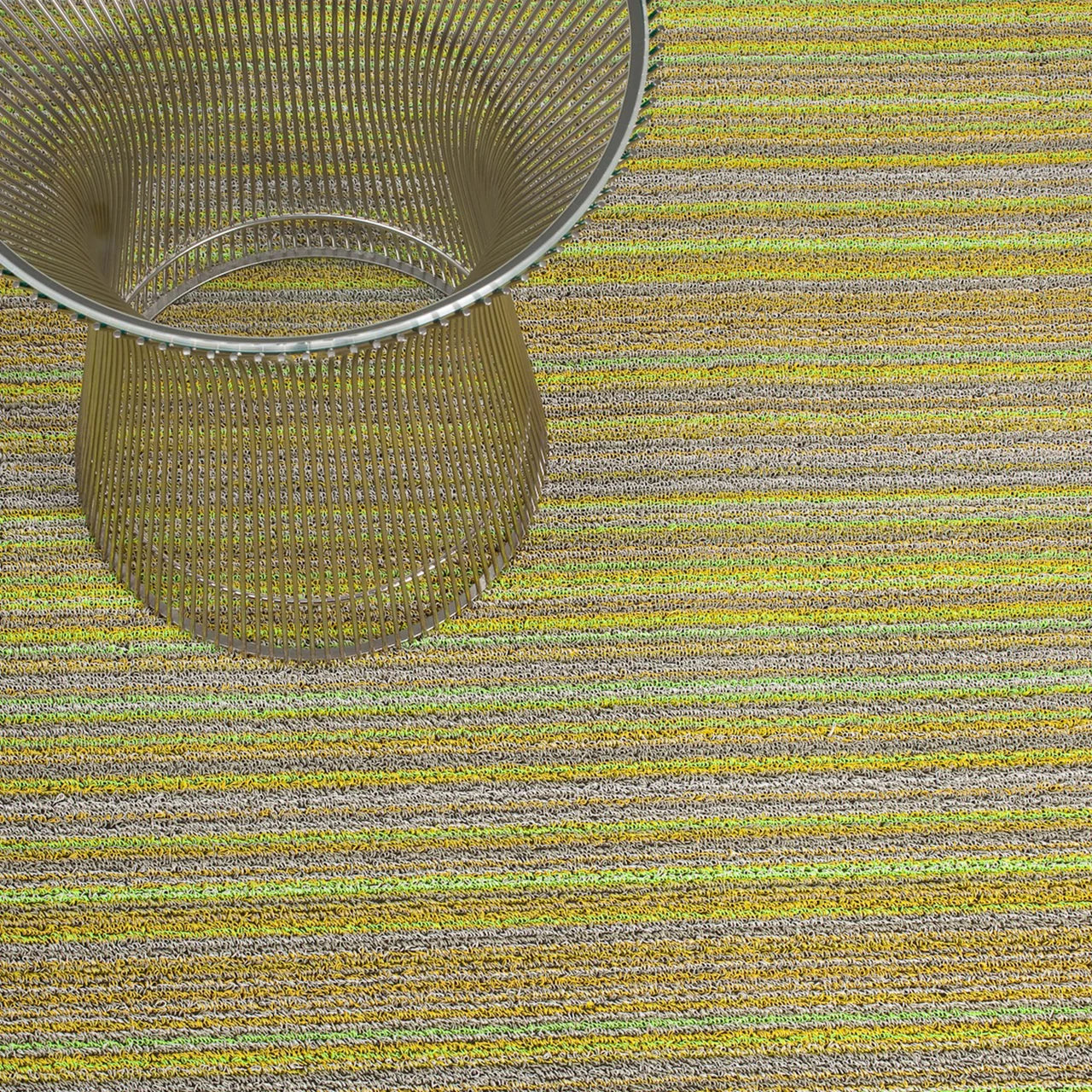 Skinny Stripe Shag Mat | Citron
