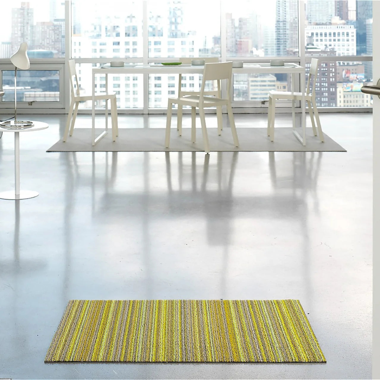 Skinny Stripe Shag Mat | Citron