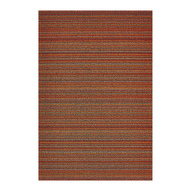 Chilewich Skinny Stripe Shag Mat in Orange, a durable indoor outdoor striped doormat