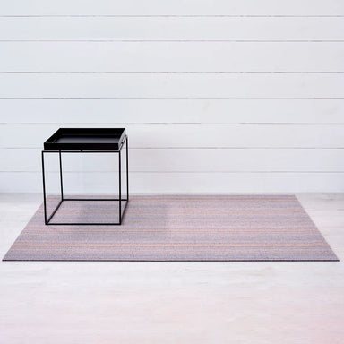 Chilewich Skinny Stripe Shag Mat in Periwinkle, durable indoor-outdoor striped doormat