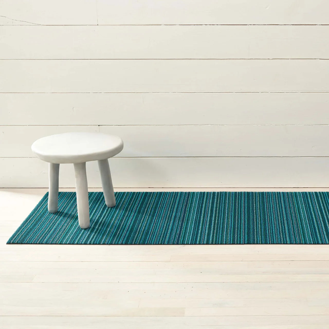 Skinny Stripe Shag Mat | Turquoise