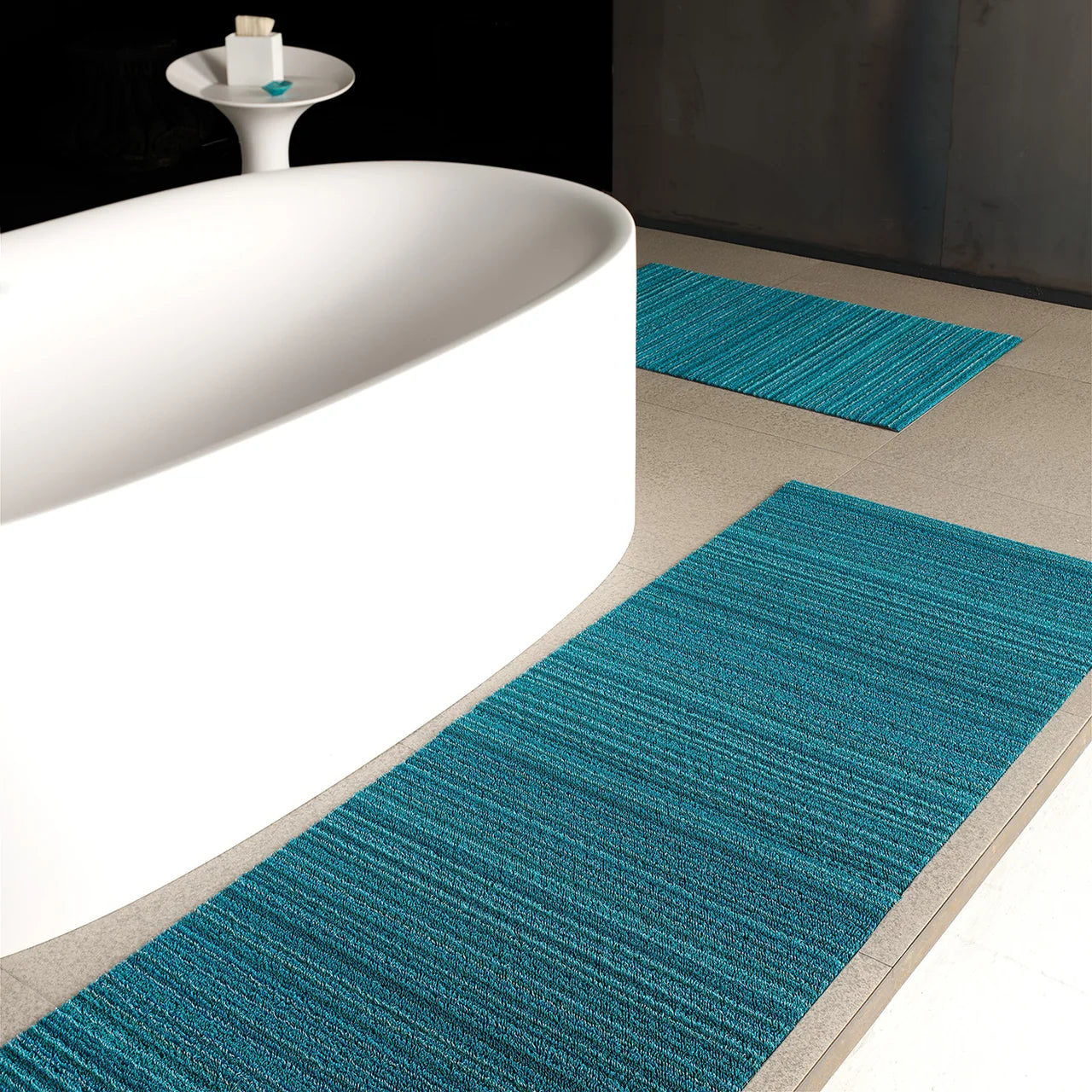 Skinny Stripe Shag Mat | Turquoise