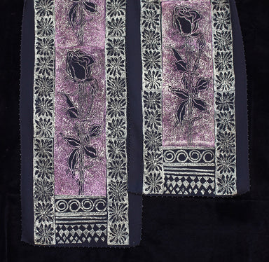 Purple Stemmed Rose Beaded Scarf