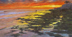 surfing at sunset painting