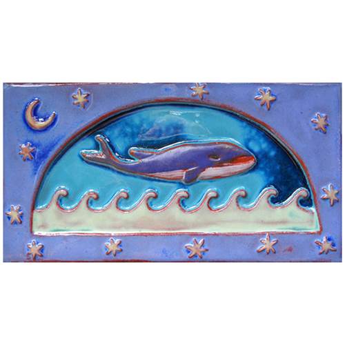 Whale clay ceramic tile