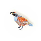 Valley Quail Brooch hand-embroidered brooch by Trovelore