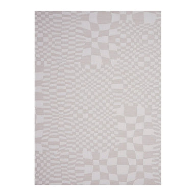 Chilewich Warp Woven Floor Mat in Sand with an organic undulating line pattern for indoor or outdoor use