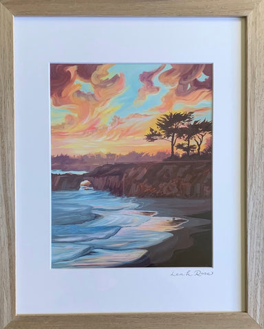 Relax and soak in serenity with Leah Rose | West Cliff Cypress Giclee Print, featuring vibrant ocean patterns that might just make your living room feel like a beachside paradise!