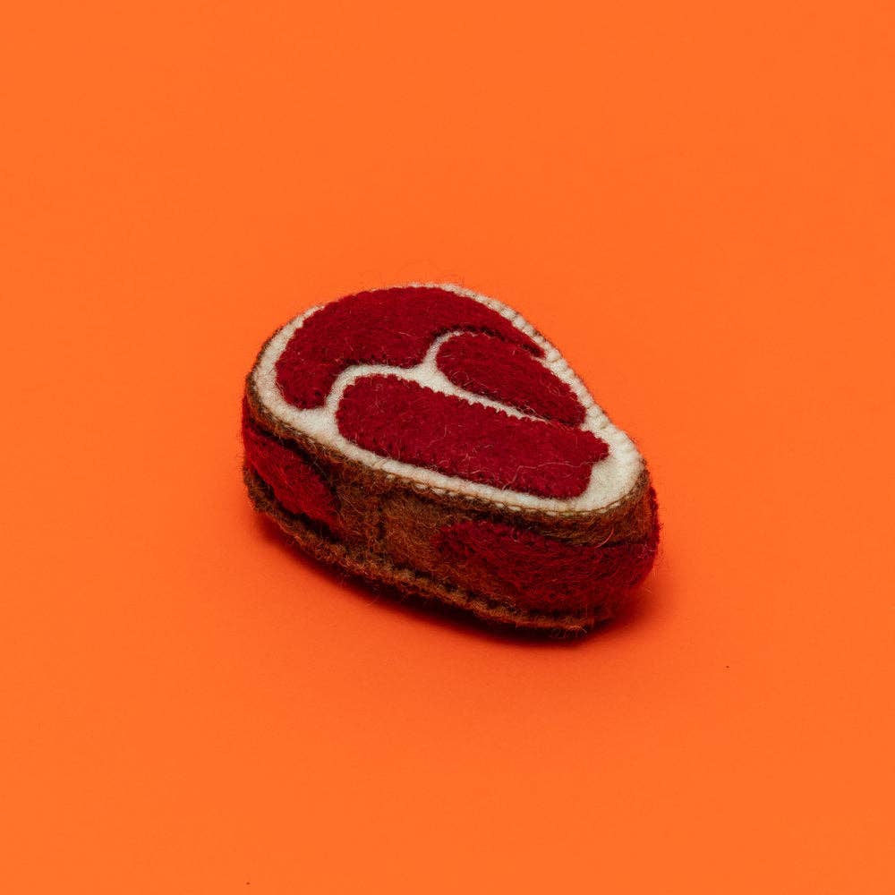Boiled Wool Steak Dog Toy