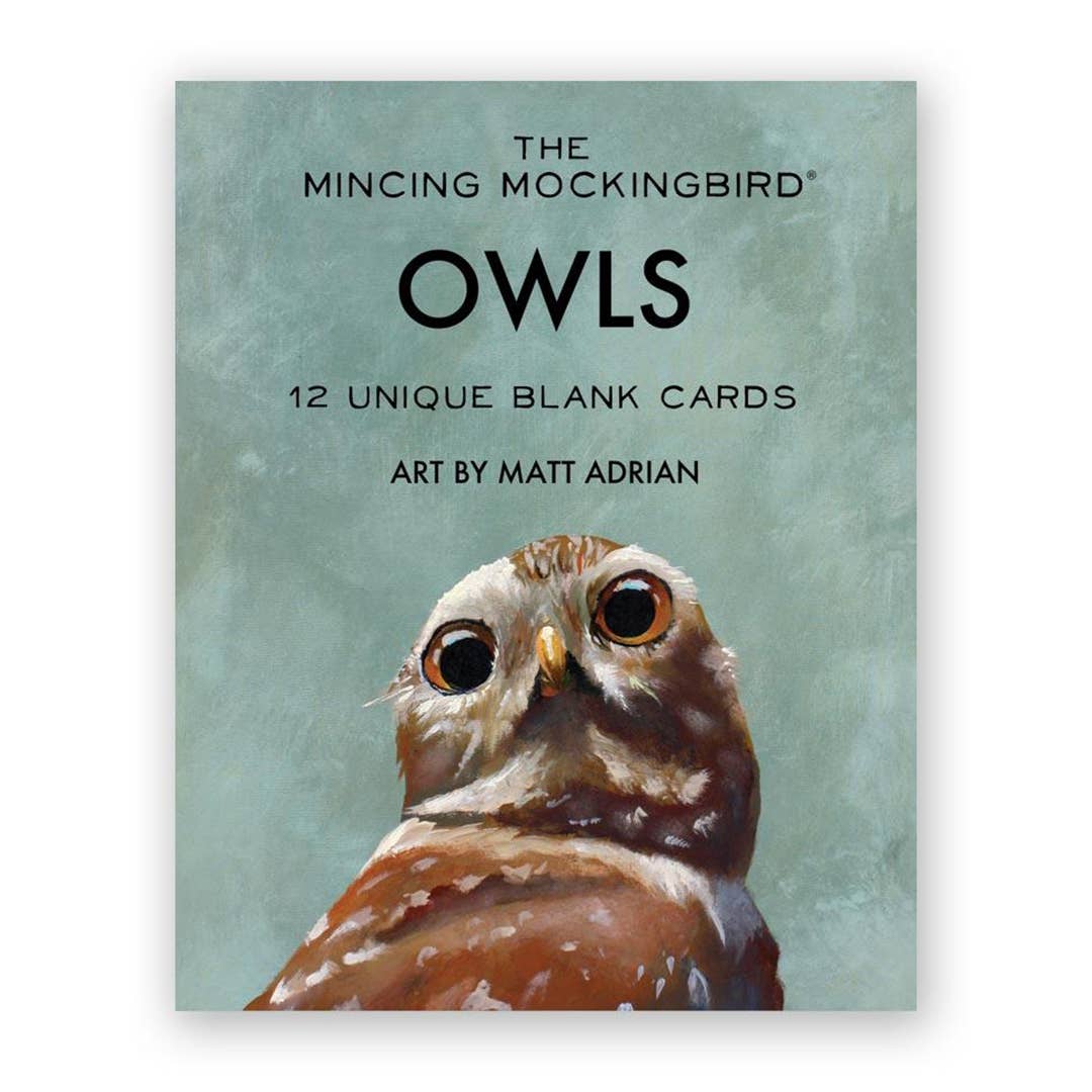 The Mincing Mockingbird Owl boxed greeting cards