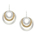 Medium Layered and Tiered Wide Rings Wire Earrings by Marjorie Baer, handcrafted jewelry made in California