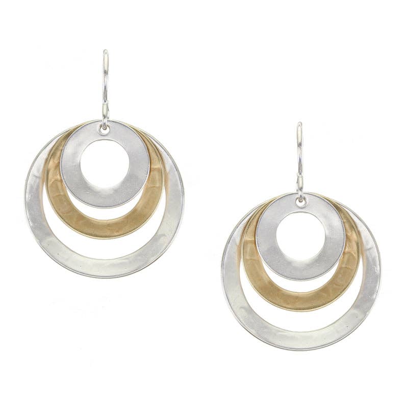 Medium Layered and Tiered Wide Rings Wire Earrings by Marjorie Baer, handcrafted jewelry made in California