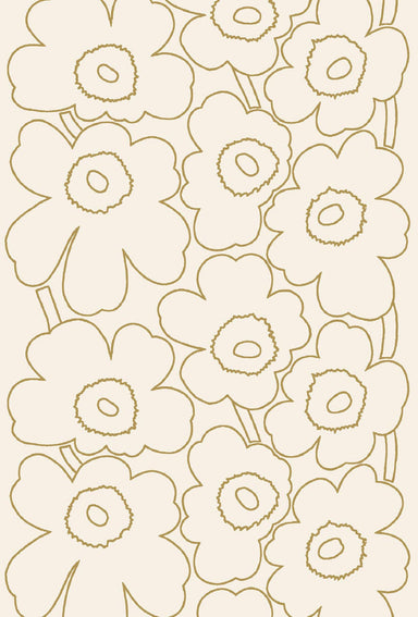 Art of Marimekko Postcard Box showcasing a delicate line art pattern of flowers in beige, designed by Chronicle Books. Ideal for art lovers and design enthusiasts.