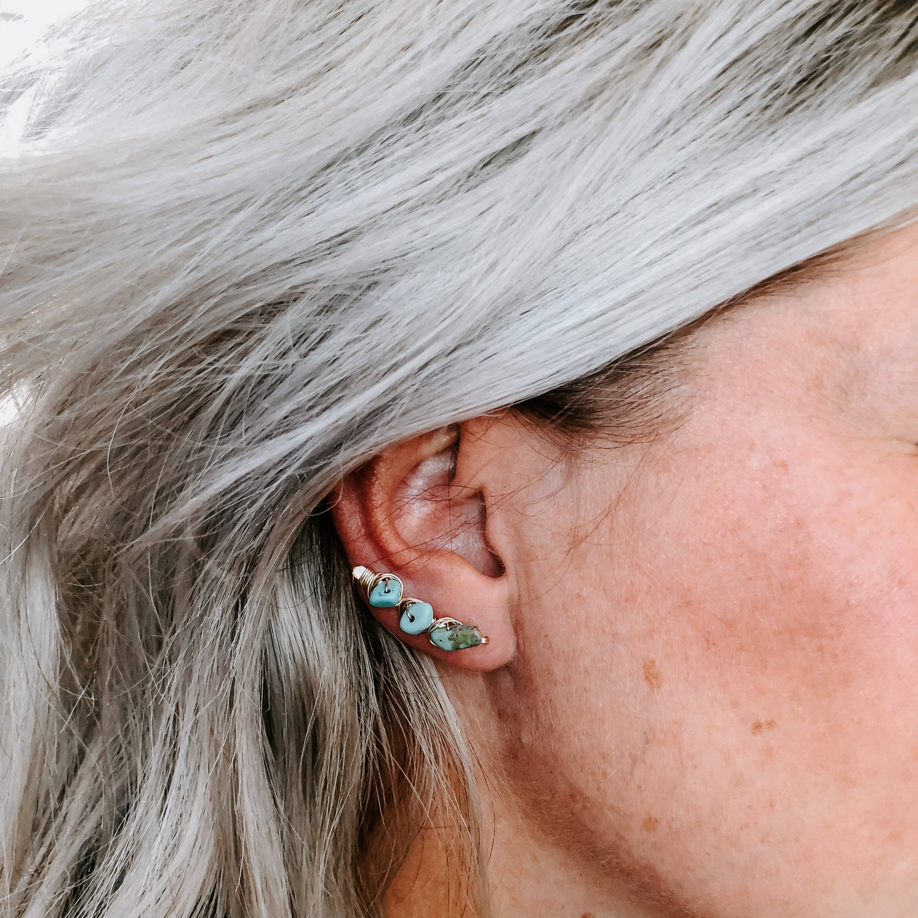 Kingman Turquoise Ear Climbers: because why should your ears be boring? Funky and fabulous!