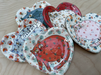 Ceramic Heart Kitty Dish in assorted colors and patterns, perfect as a spoon rest or jewelry dish.