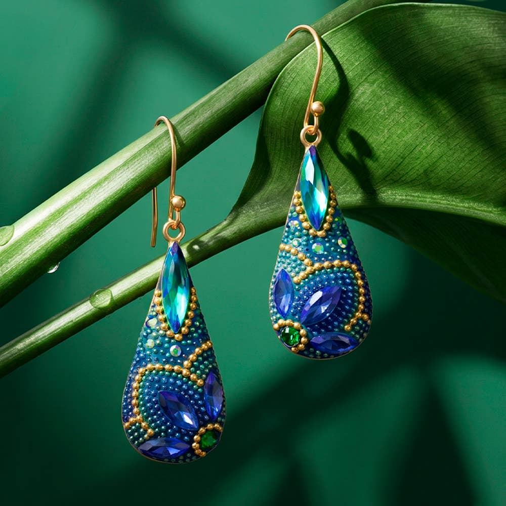 Radiant 18K Gold Plated Crystal Drop Earrings - Handmade Vibrant Jewelry by Mosaico Jewels, making every head turn faster than a squirrel in a nut factory!
