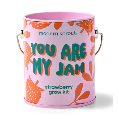 Lavender grow kit in a vibrant pink can labeled 'YOU ARE MY JAM' from Modern Sprout, part of the Complimentary Color Grow Kits.
